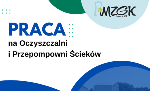 Grafika z napisem Praca na Oczyszczalni i Przepompowni Ścieków